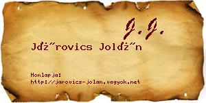 Járovics Jolán névjegykártya